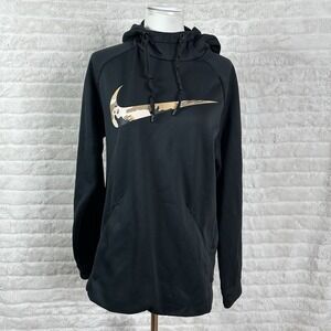 Men's Black Nike Dri-FIT Pullover Hoodie Camo Swoosh Size Small